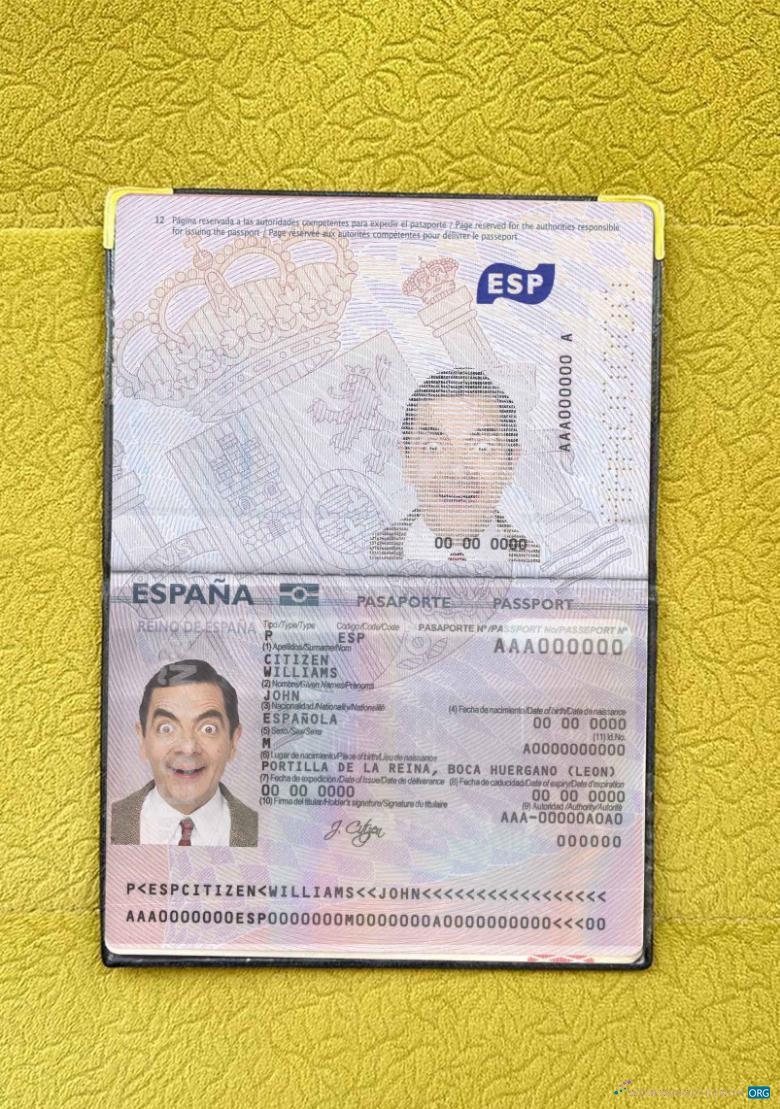 Download Spain passport from 2015 photo look Photoshop template